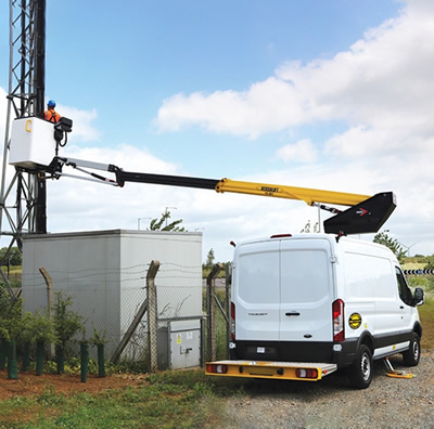 Cherry picker truck offering easy outreach and a range of working heights for access to telecoms and street working.